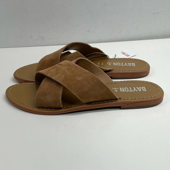NWT Bayton Nilda Brown Criss Cross Flat Sandal Size EU 37, US 6 - Picture 2 of 5